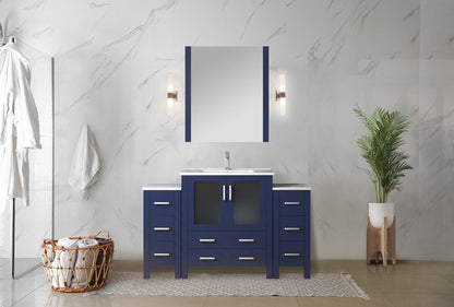Volez 54 in W x 18.25 in D Navy Blue Single Bath Vanity with Side Cabinets