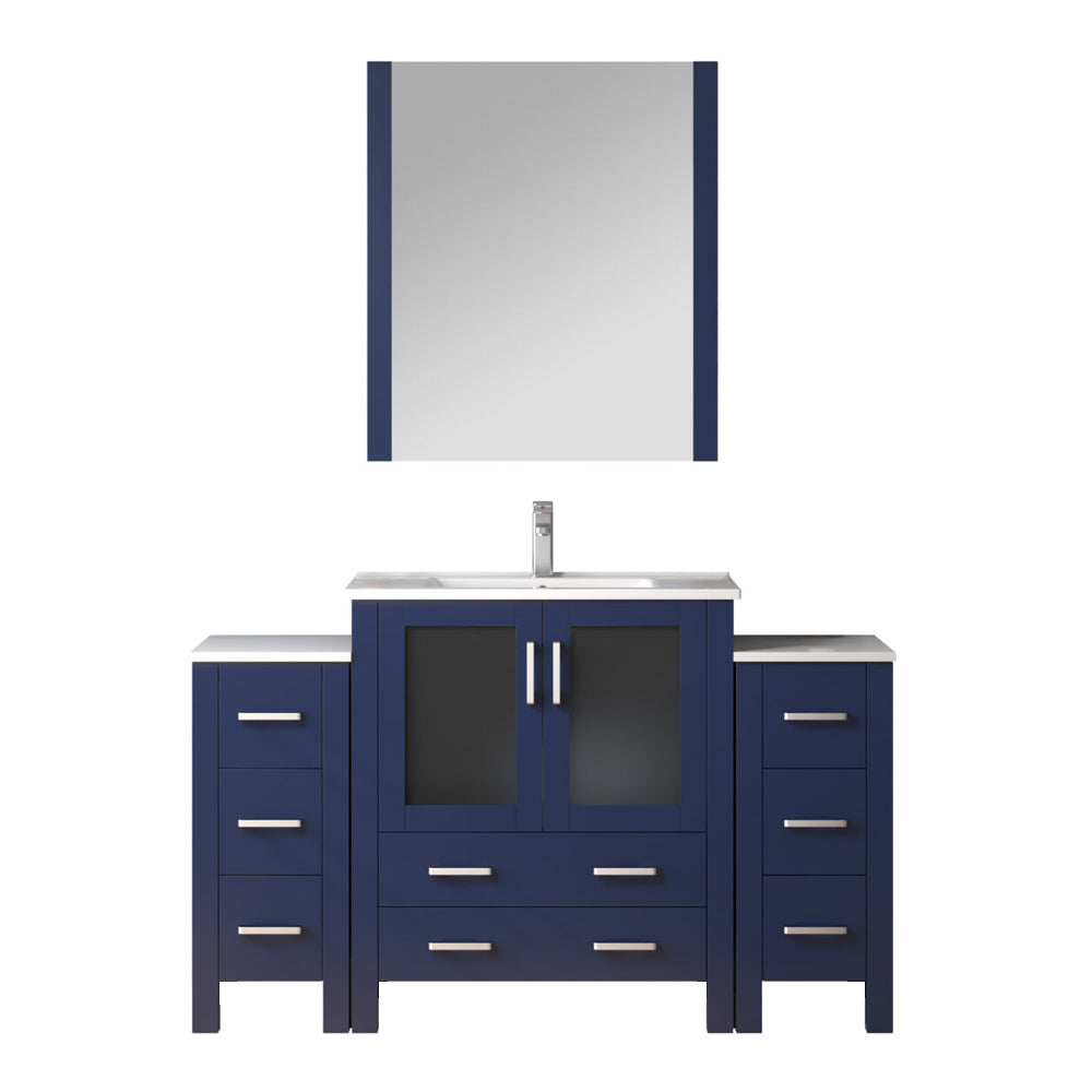 Volez 54 in W x 18.25 in D Navy Blue Single Bath Vanity with Side Cabinets