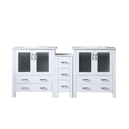 Volez 72 in W x 18.25 in D White Double Bath Vanity with Side Cabinet