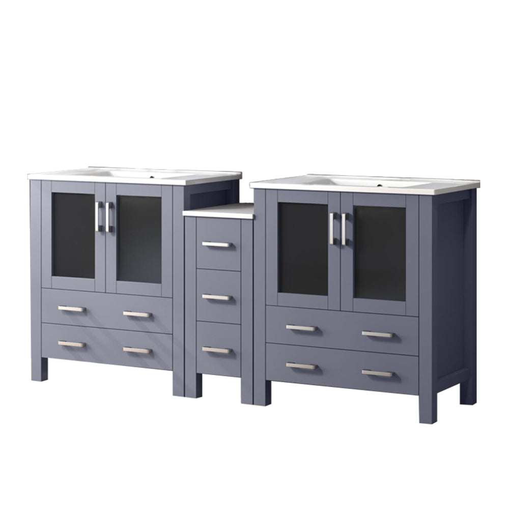 Volez 72 in W x 18.25 in D Dark Grey Double Bath Vanity with Side Cabinet