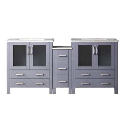 Volez 72 in W x 18.25 in D Dark Grey Double Bath Vanity with Side Cabinet