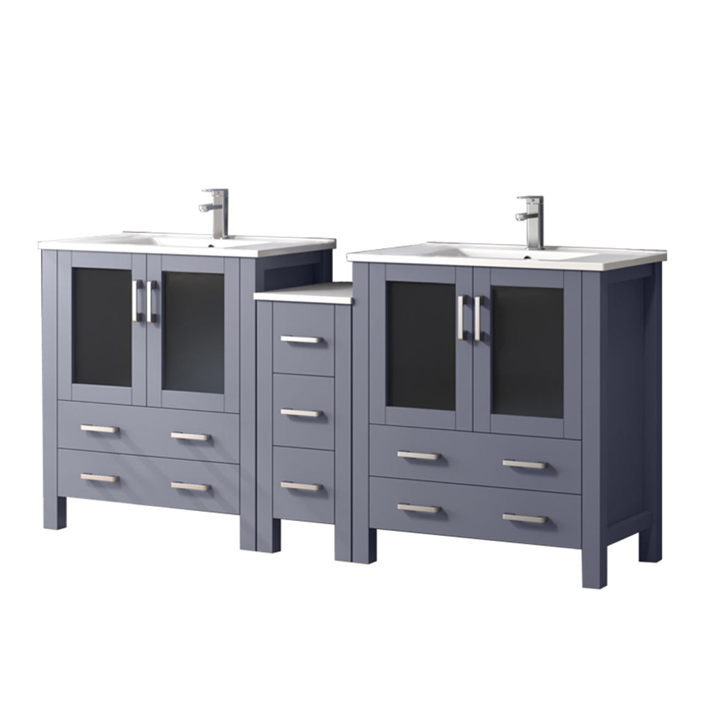Volez 72 in W x 18.25 in D Dark Grey Double Bath Vanity with Side Cabinet