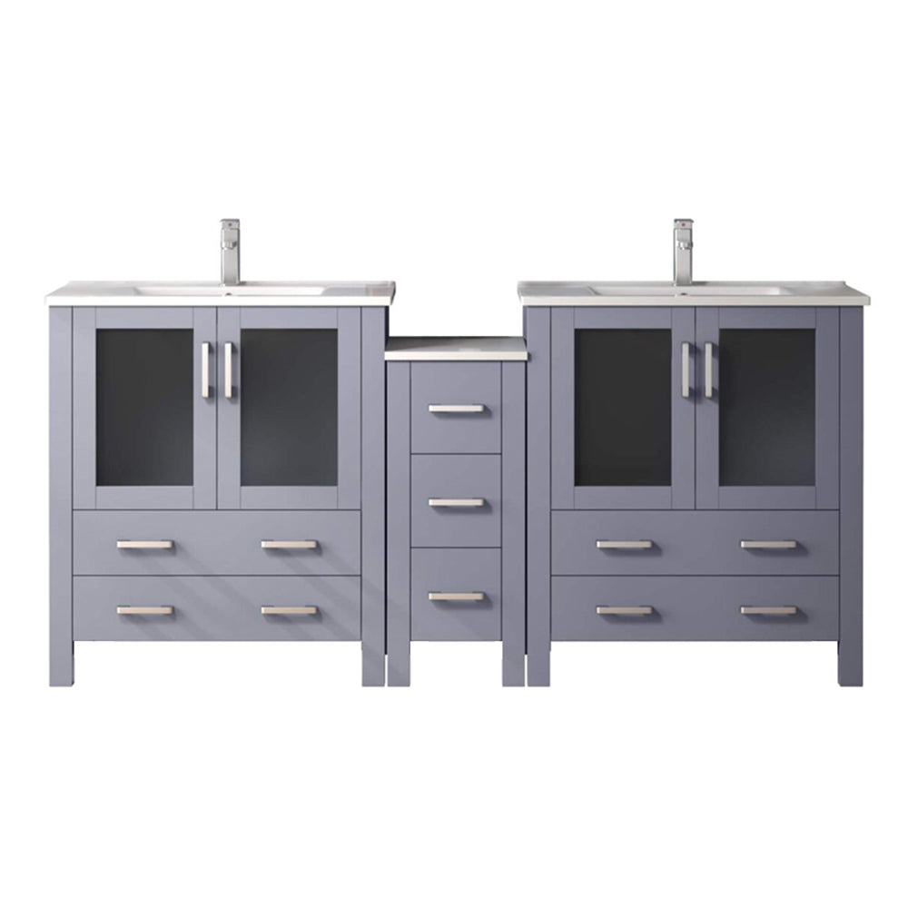 Volez 72 in W x 18.25 in D Dark Grey Double Bath Vanity with Side Cabinet