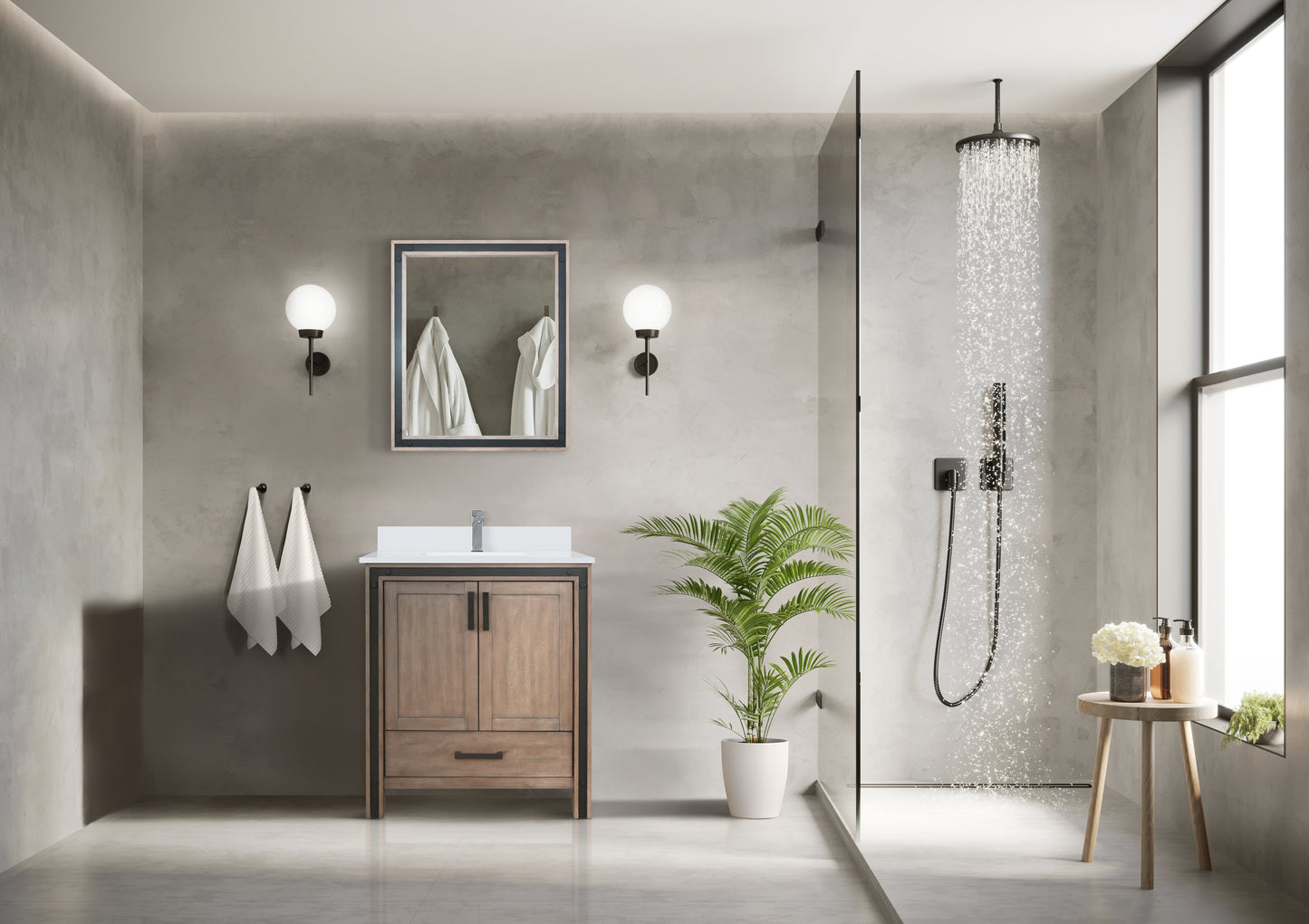 Ziva 30 in W x 22 in D Rustic Barnwood Bath Vanity