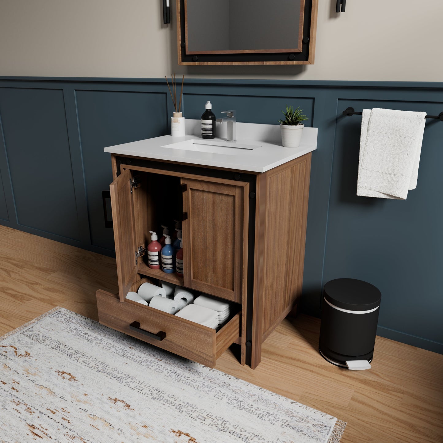 Ziva 30 in W x 22 in D Rustic Barnwood Bath Vanity