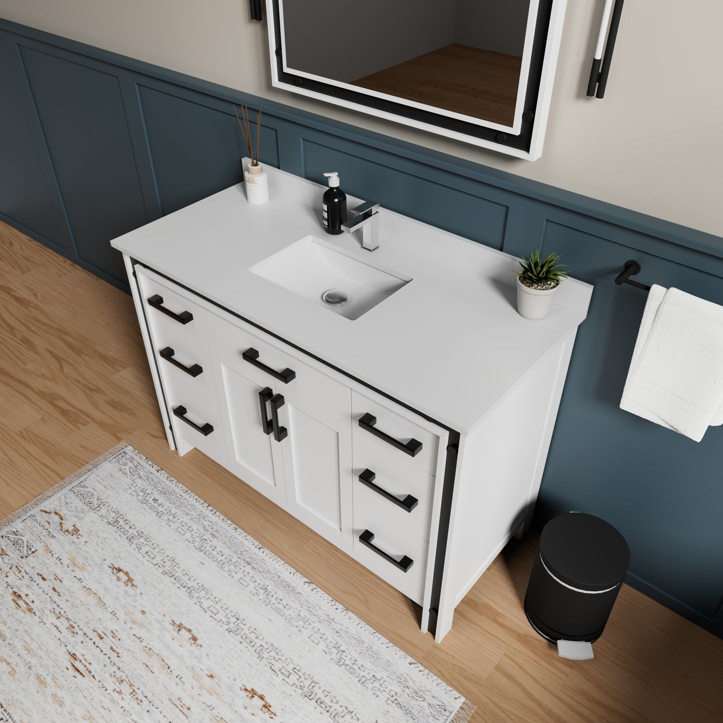 Ziva 48 in W x 22 in D White Bath Vanity