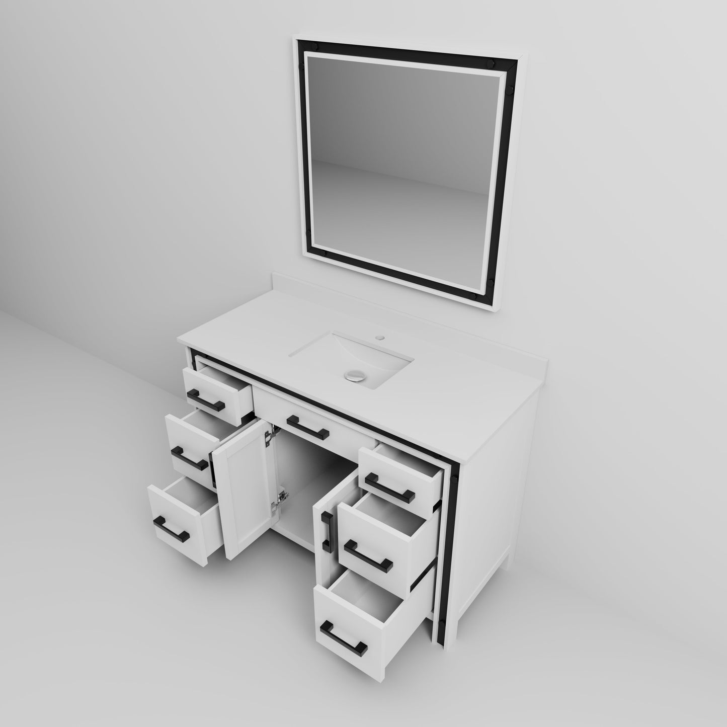 Ziva 48 in W x 22 in D White Bath Vanity