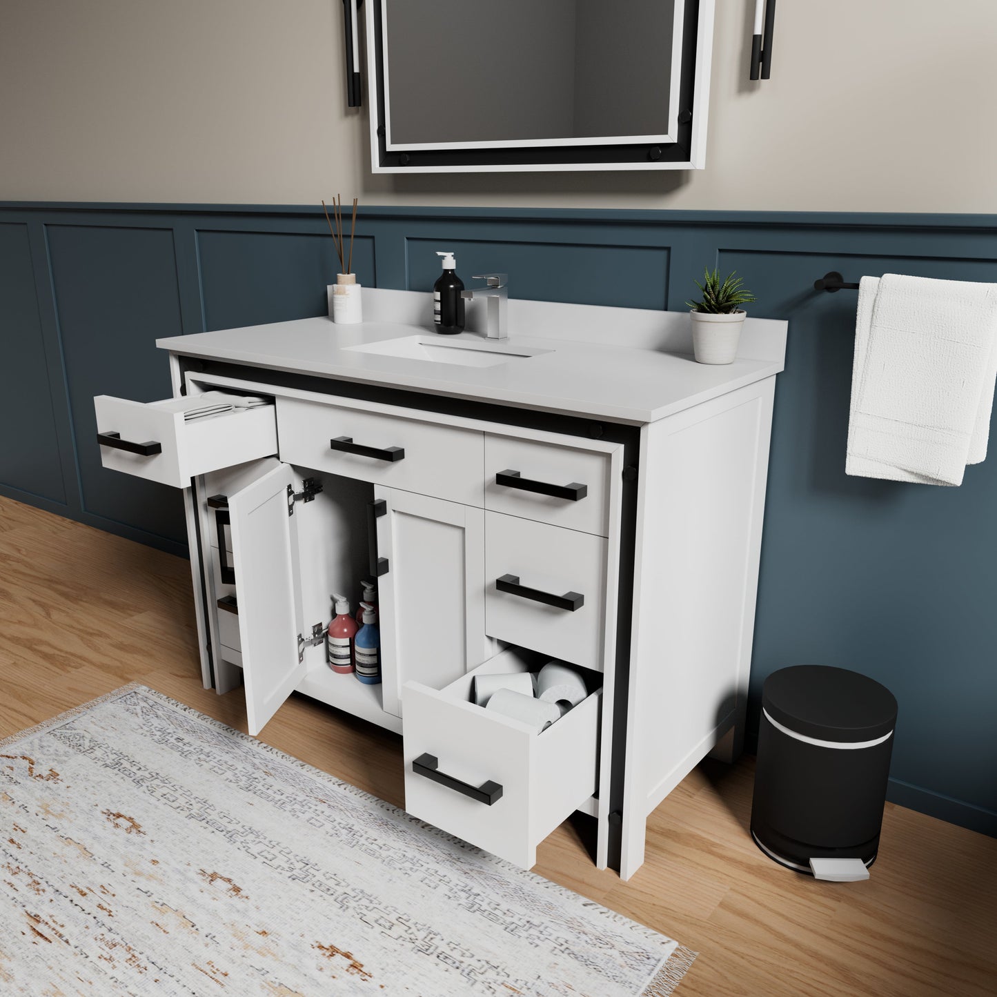 Ziva 48 in W x 22 in D White Bath Vanity