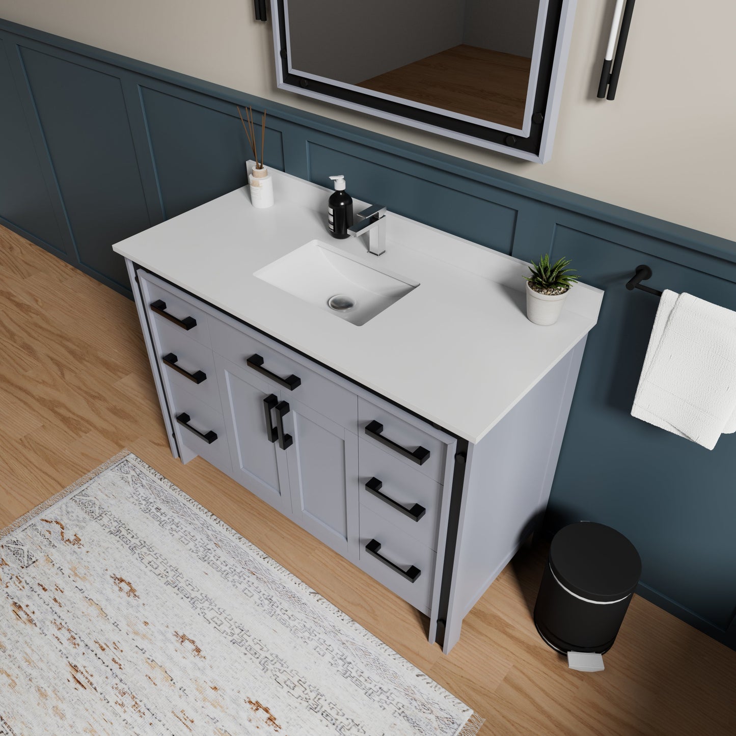 Ziva 48 in W x 22 in D Dark Grey Bath Vanity