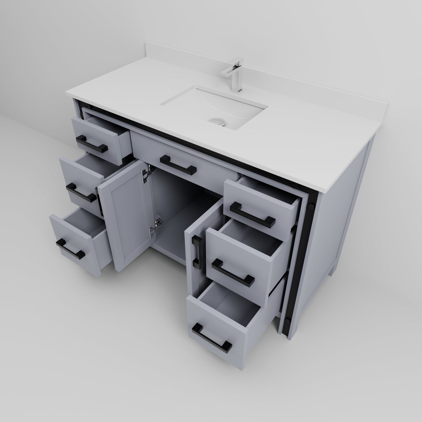 Ziva 48 in W x 22 in D Dark Grey Bath Vanity