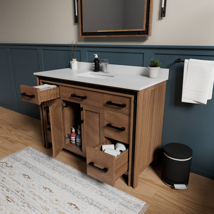 Ziva 48 in W x 22 in D Rustic Barnwood Bath Vanity