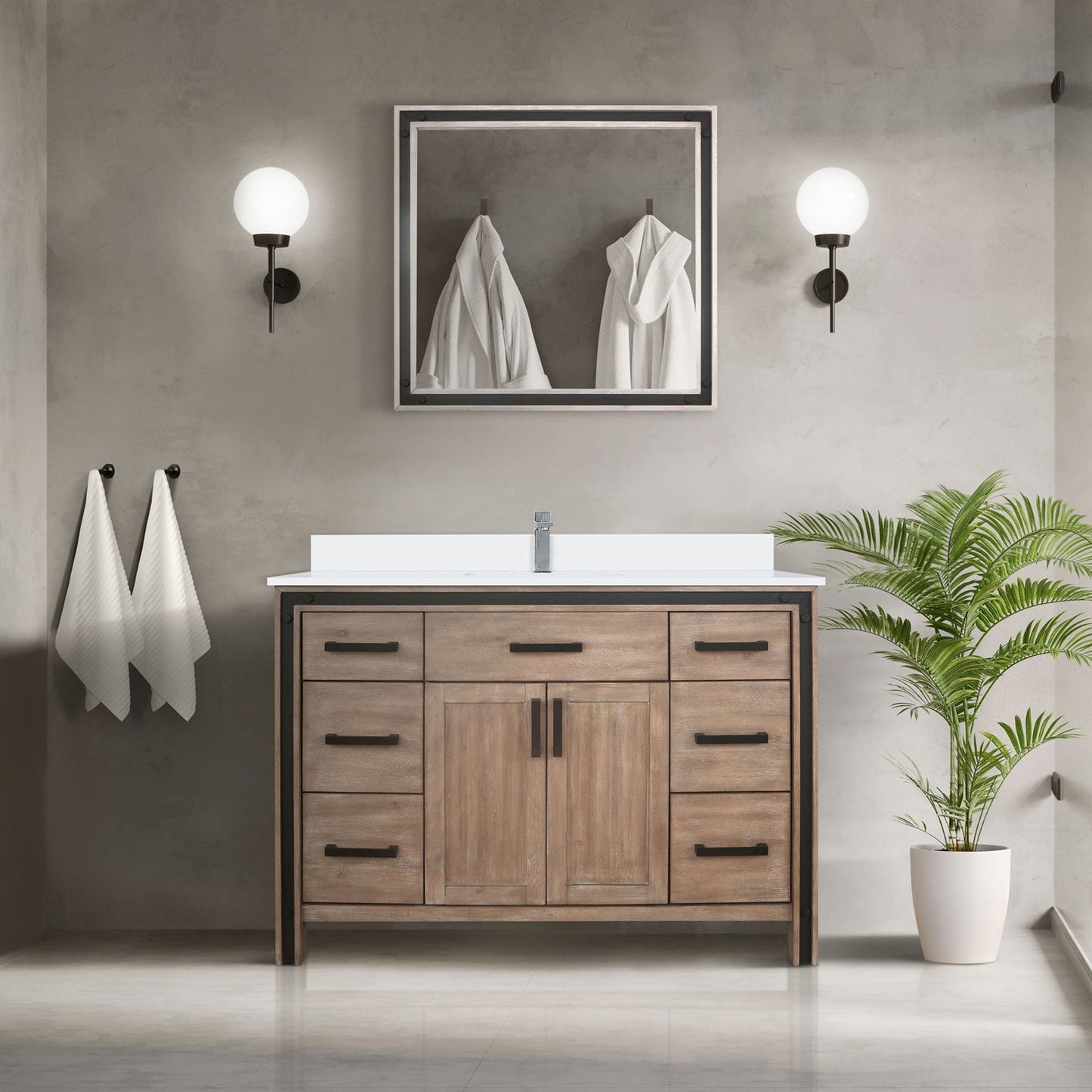 Ziva 48 in W x 22 in D Rustic Barnwood Bath Vanity