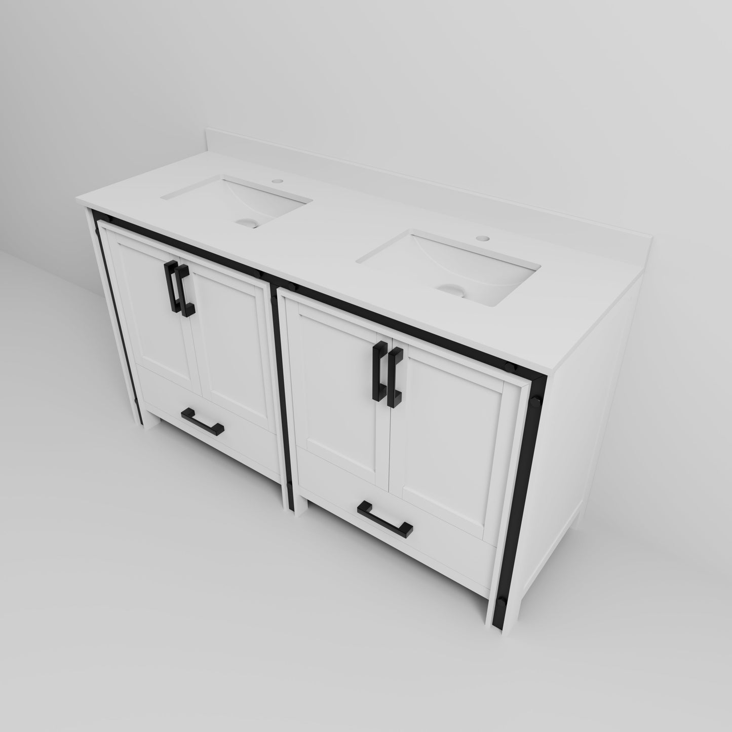 Ziva 60 in W x 22 in D White Double Bath Vanity