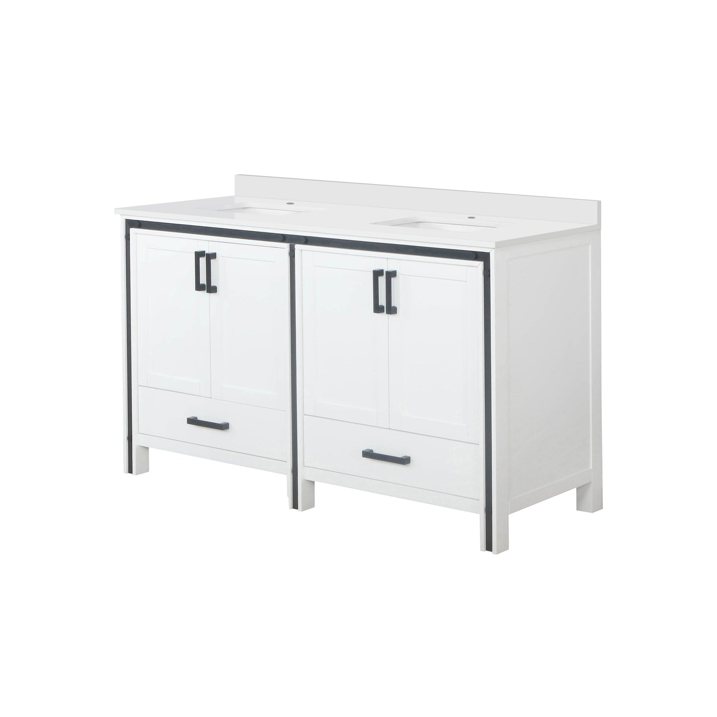 Ziva 60 in W x 22 in D White Double Bath Vanity