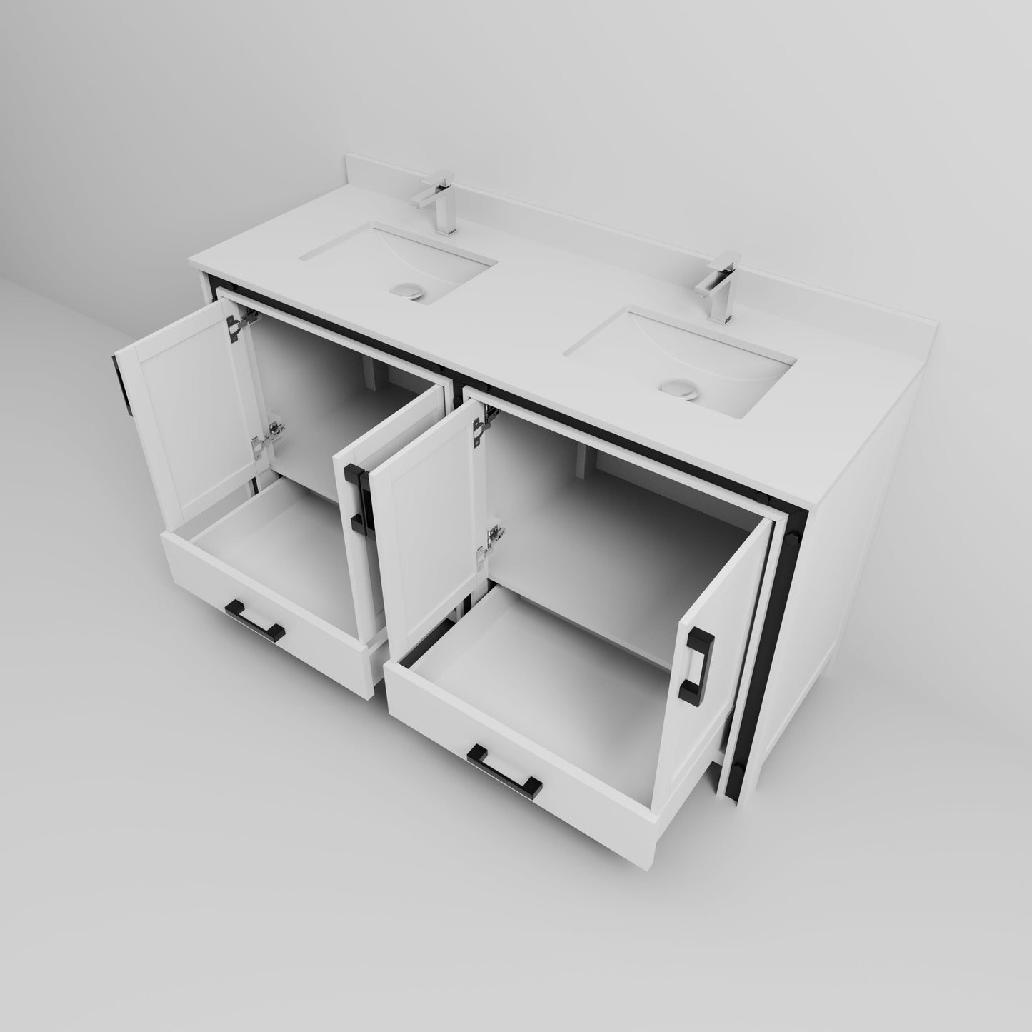 Ziva 60 in W x 22 in D White Double Bath Vanity