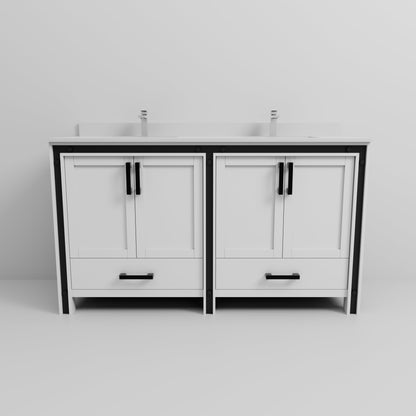Ziva 60 in W x 22 in D White Double Bath Vanity