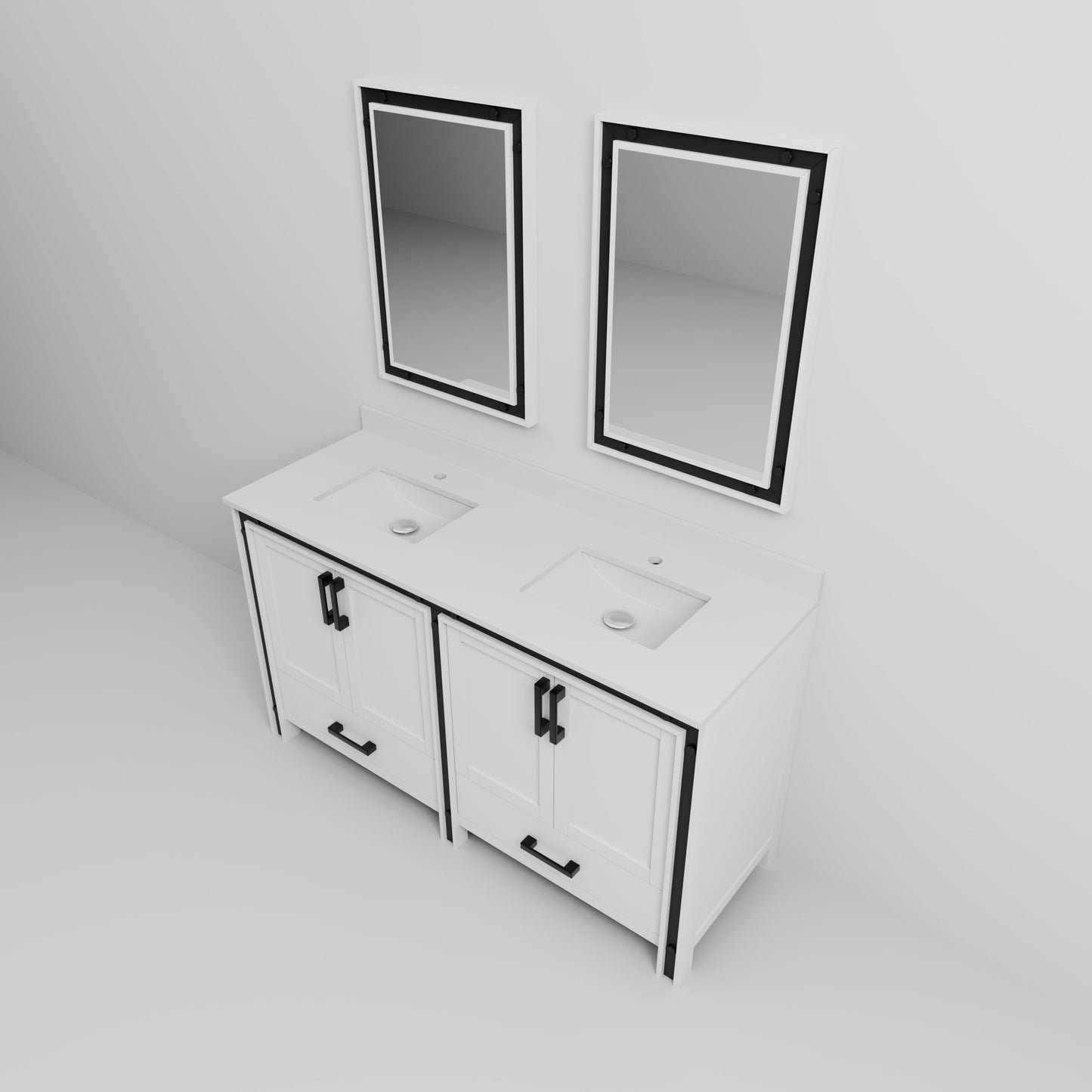 Ziva 60 in W x 22 in D White Double Bath Vanity