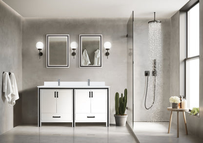 Ziva 60 in W x 22 in D White Double Bath Vanity