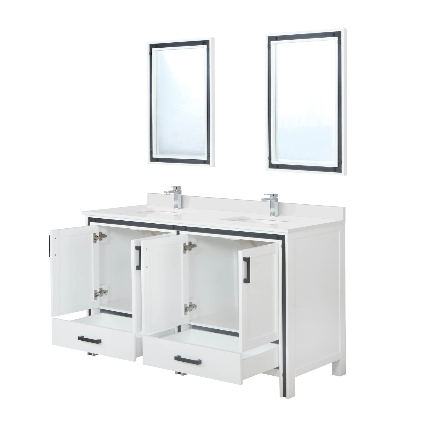 Ziva 60 in W x 22 in D White Double Bath Vanity