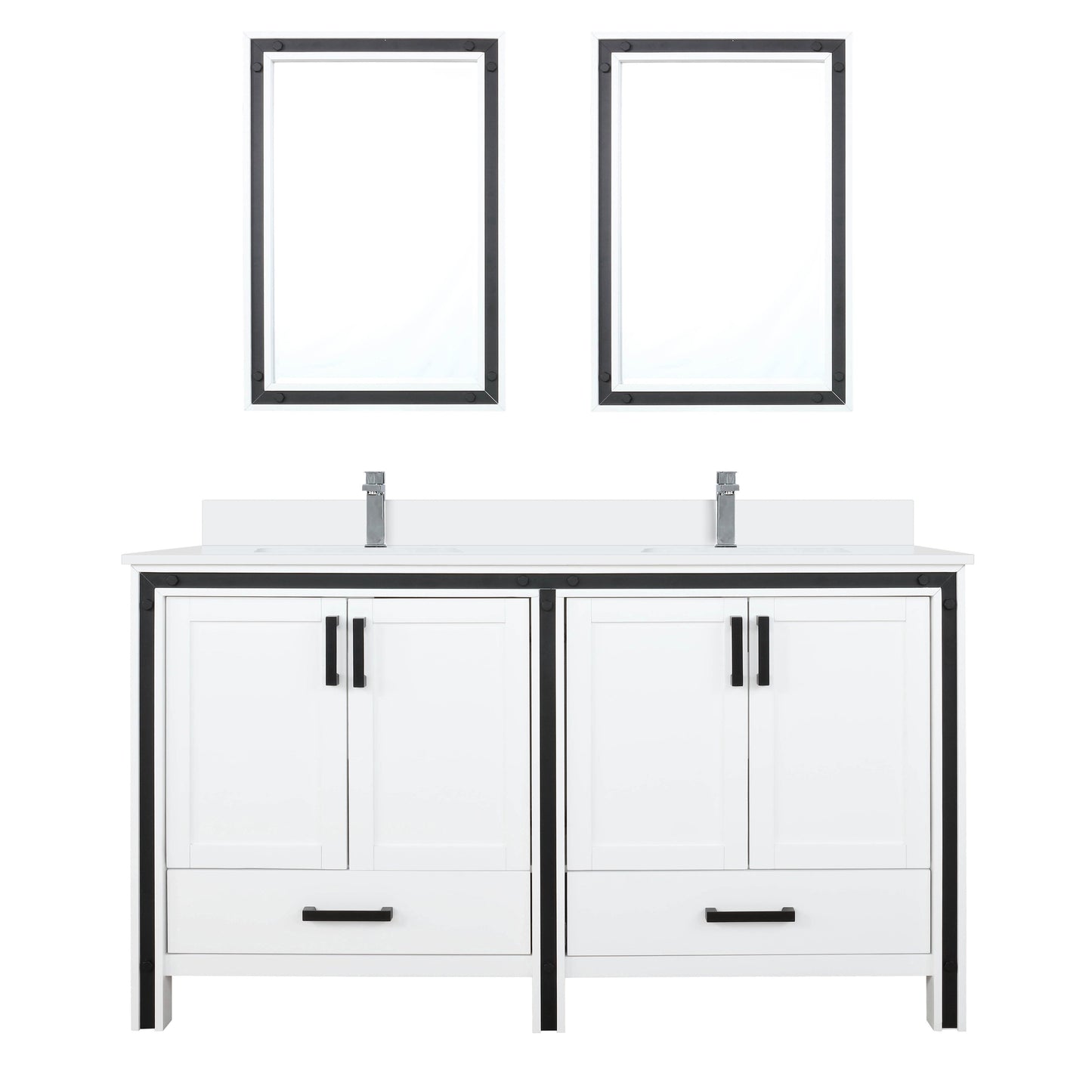 Ziva 60 in W x 22 in D White Double Bath Vanity