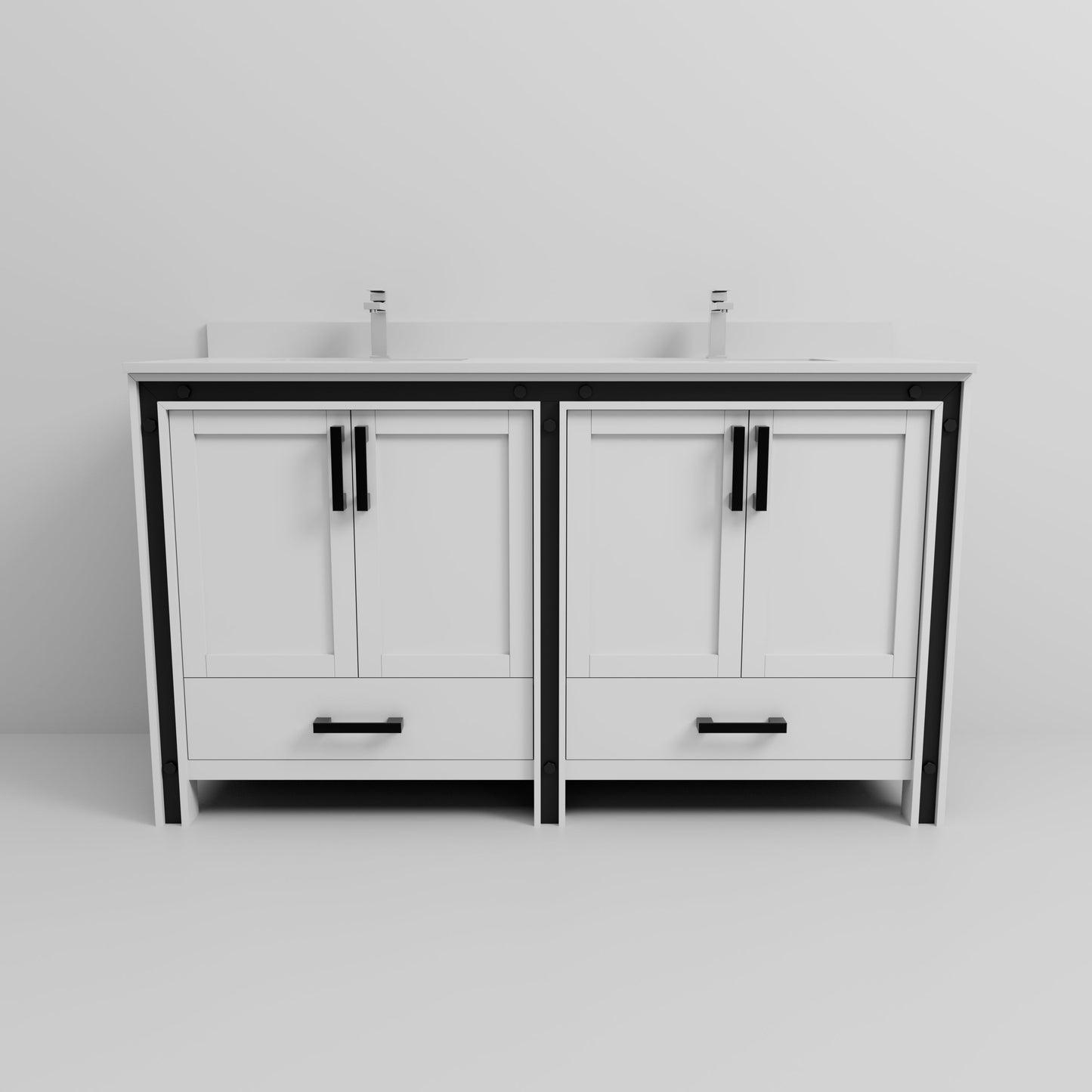 Ziva 60 in W x 22 in D White Double Bath Vanity