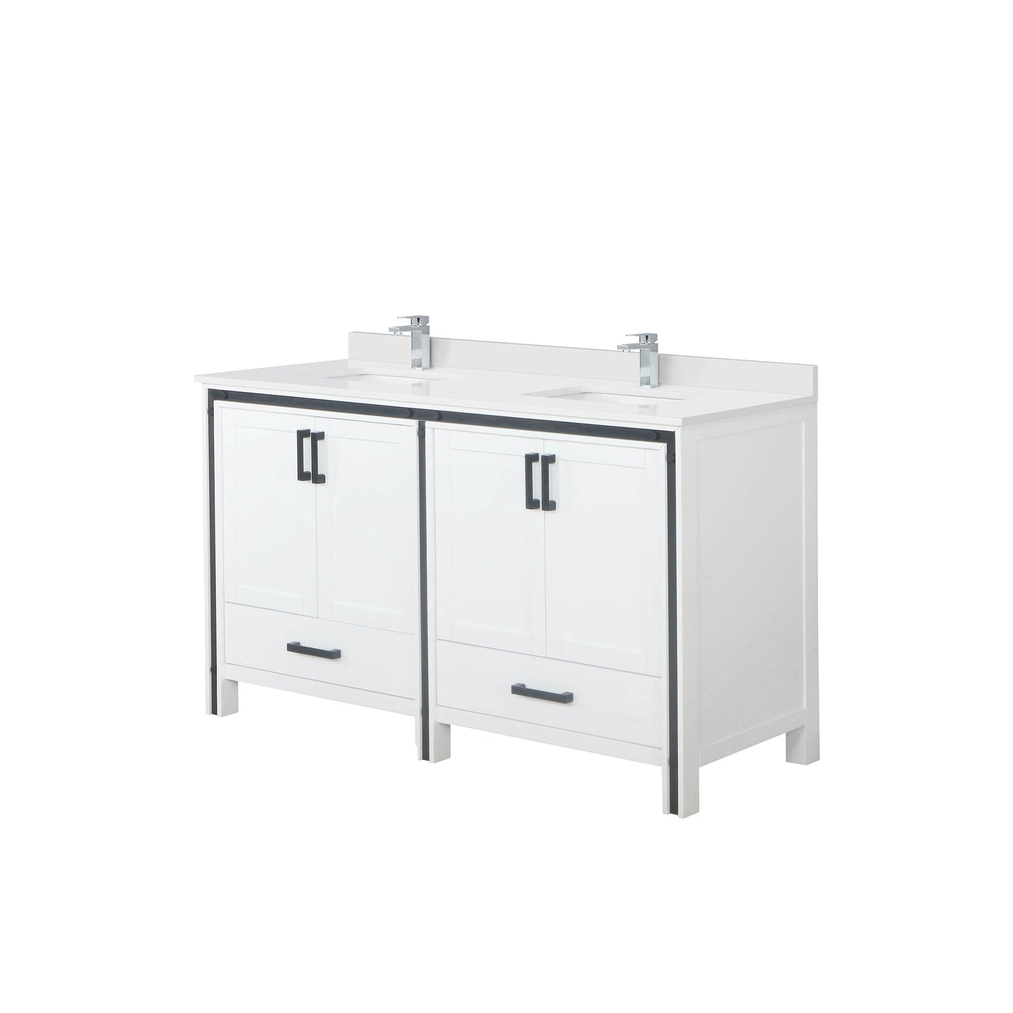 Ziva 60 in W x 22 in D White Double Bath Vanity