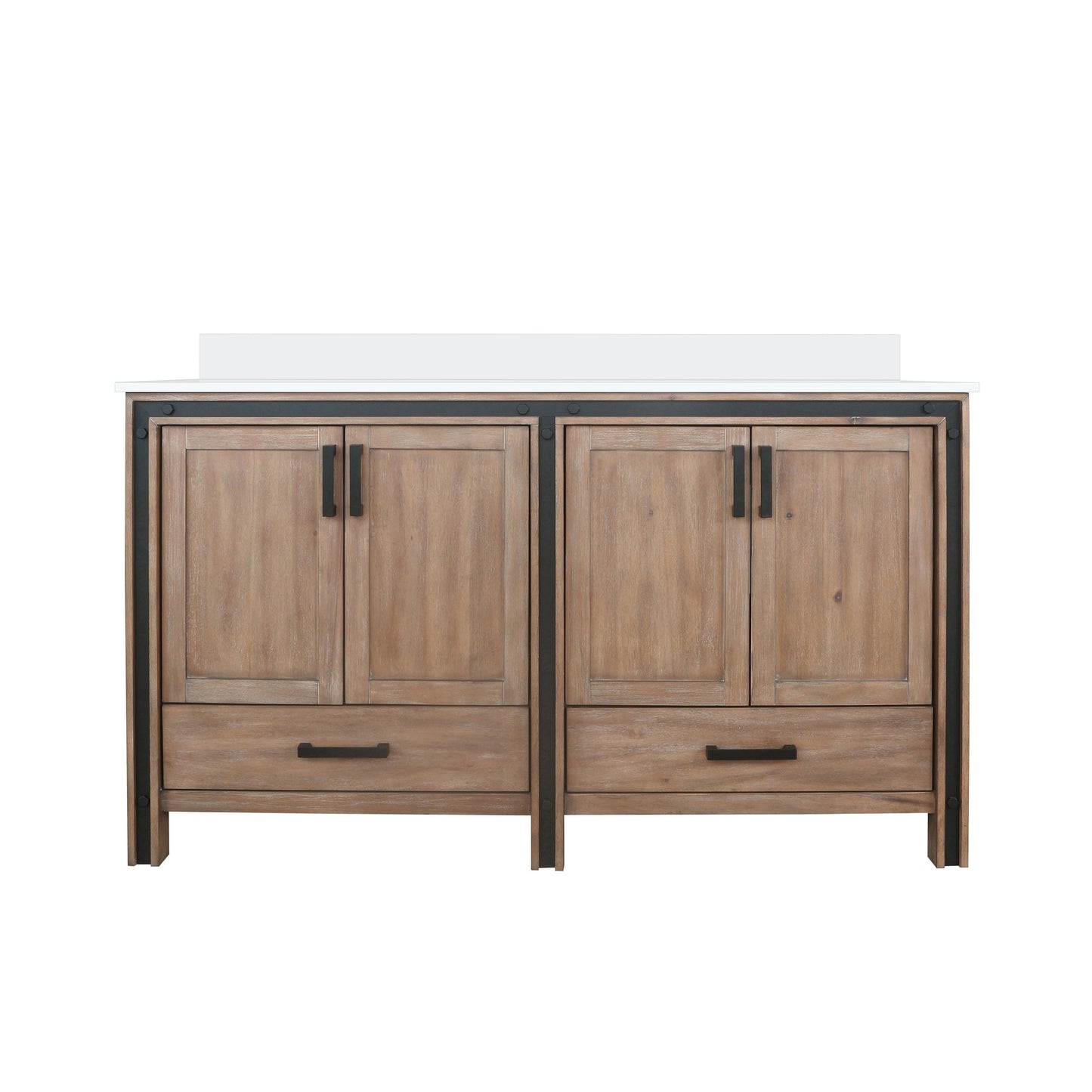 Ziva 60 in W x 22 in D Rustic Barnwood Double Bath Vanity