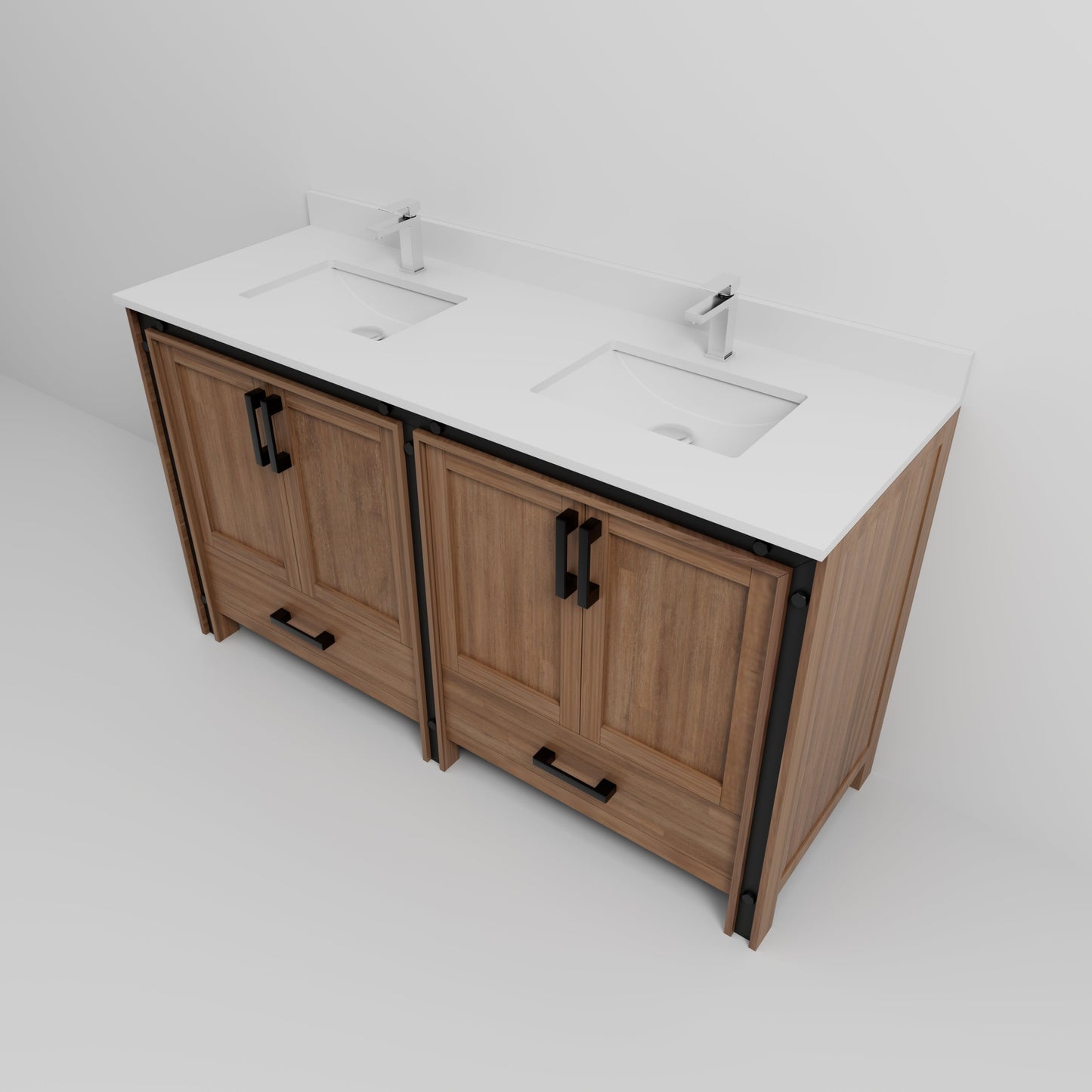 Ziva 60 in W x 22 in D Rustic Barnwood Double Bath Vanity