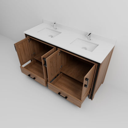Ziva 60 in W x 22 in D Rustic Barnwood Double Bath Vanity