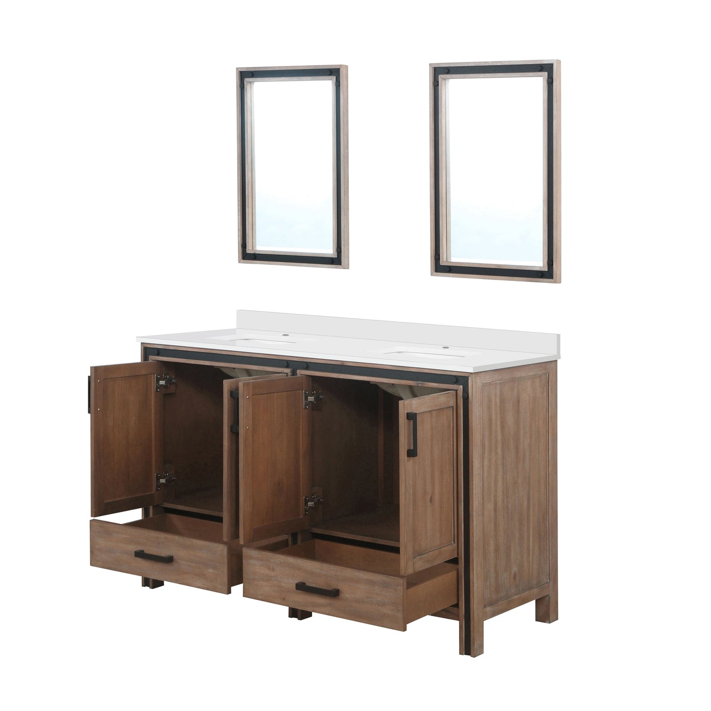 Ziva 60 in W x 22 in D Rustic Barnwood Double Bath Vanity