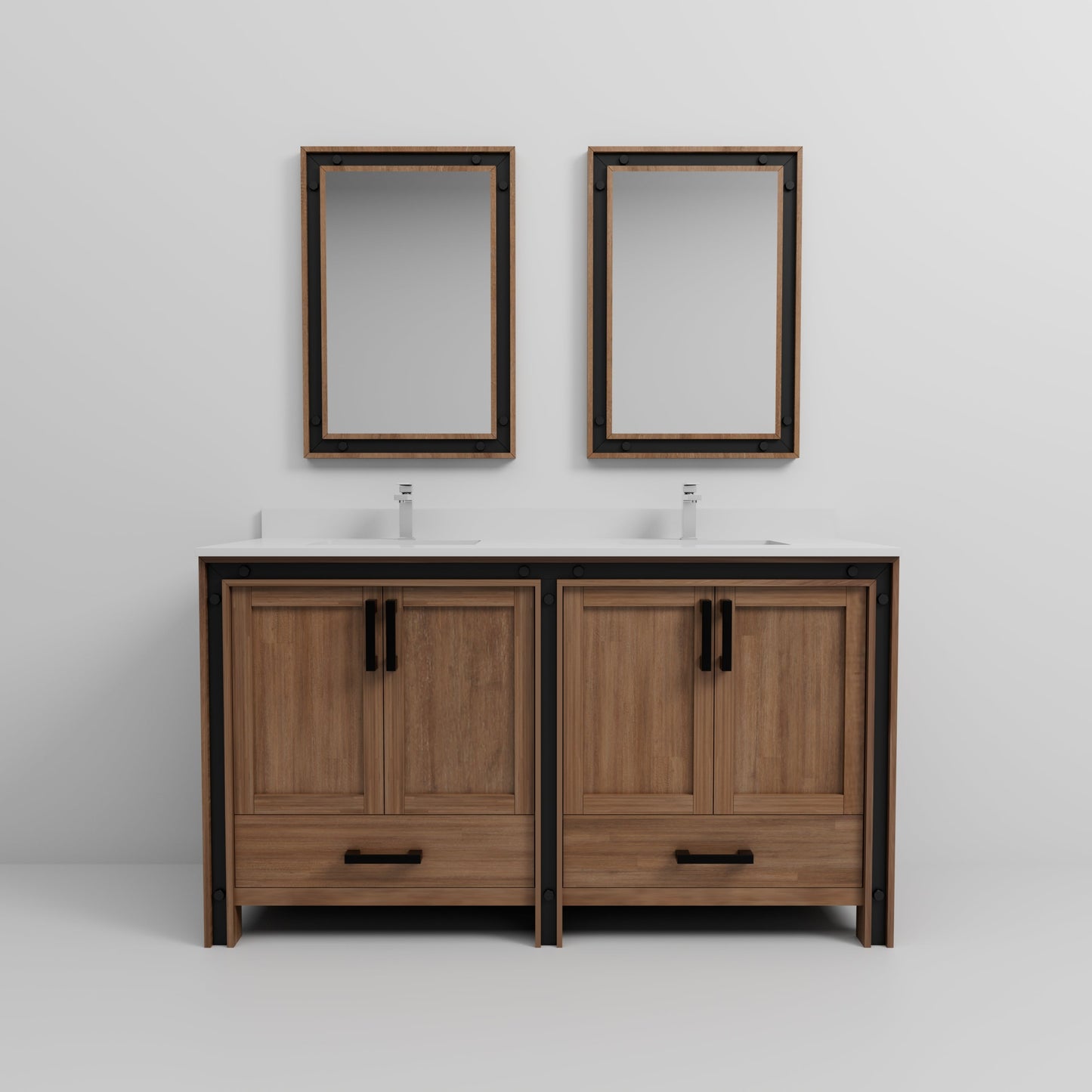 Ziva 60 in W x 22 in D Rustic Barnwood Double Bath Vanity