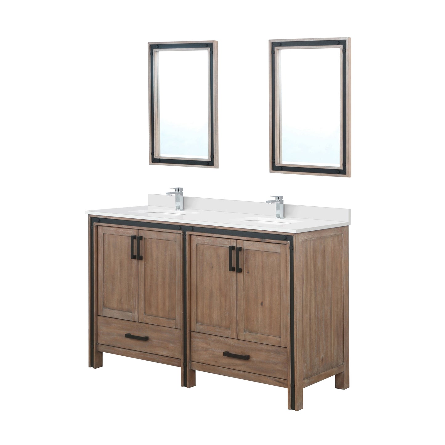 Ziva 60 in W x 22 in D Rustic Barnwood Double Bath Vanity
