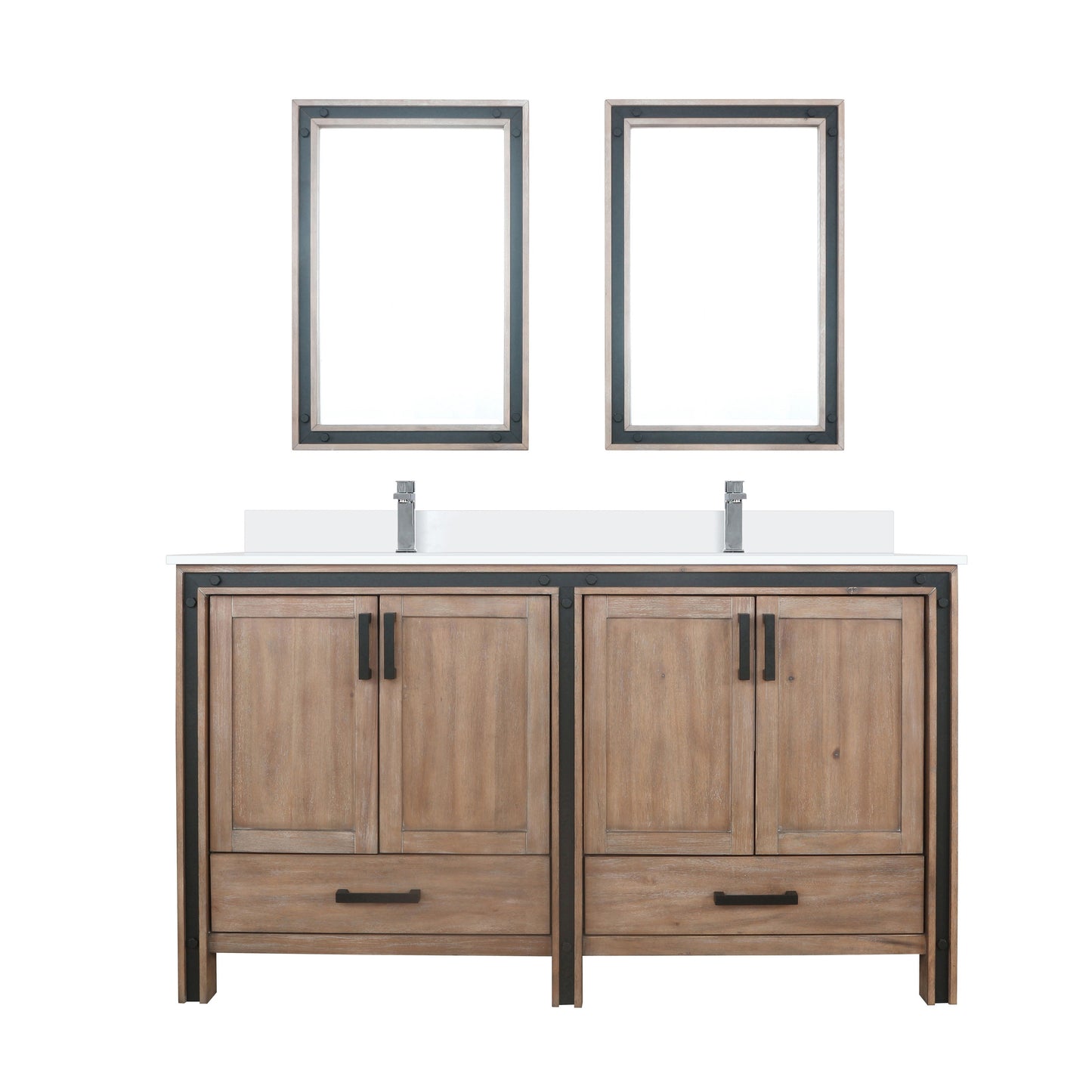 Ziva 60 in W x 22 in D Rustic Barnwood Double Bath Vanity