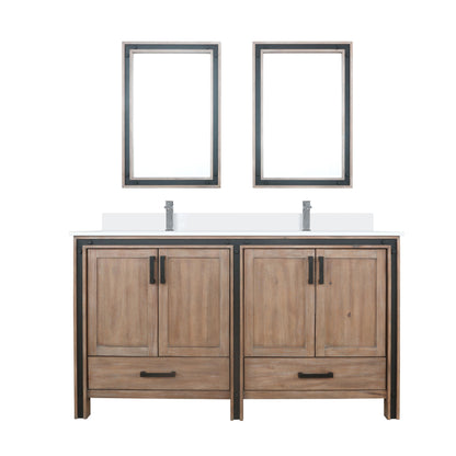 Ziva 60 in W x 22 in D Rustic Barnwood Double Bath Vanity