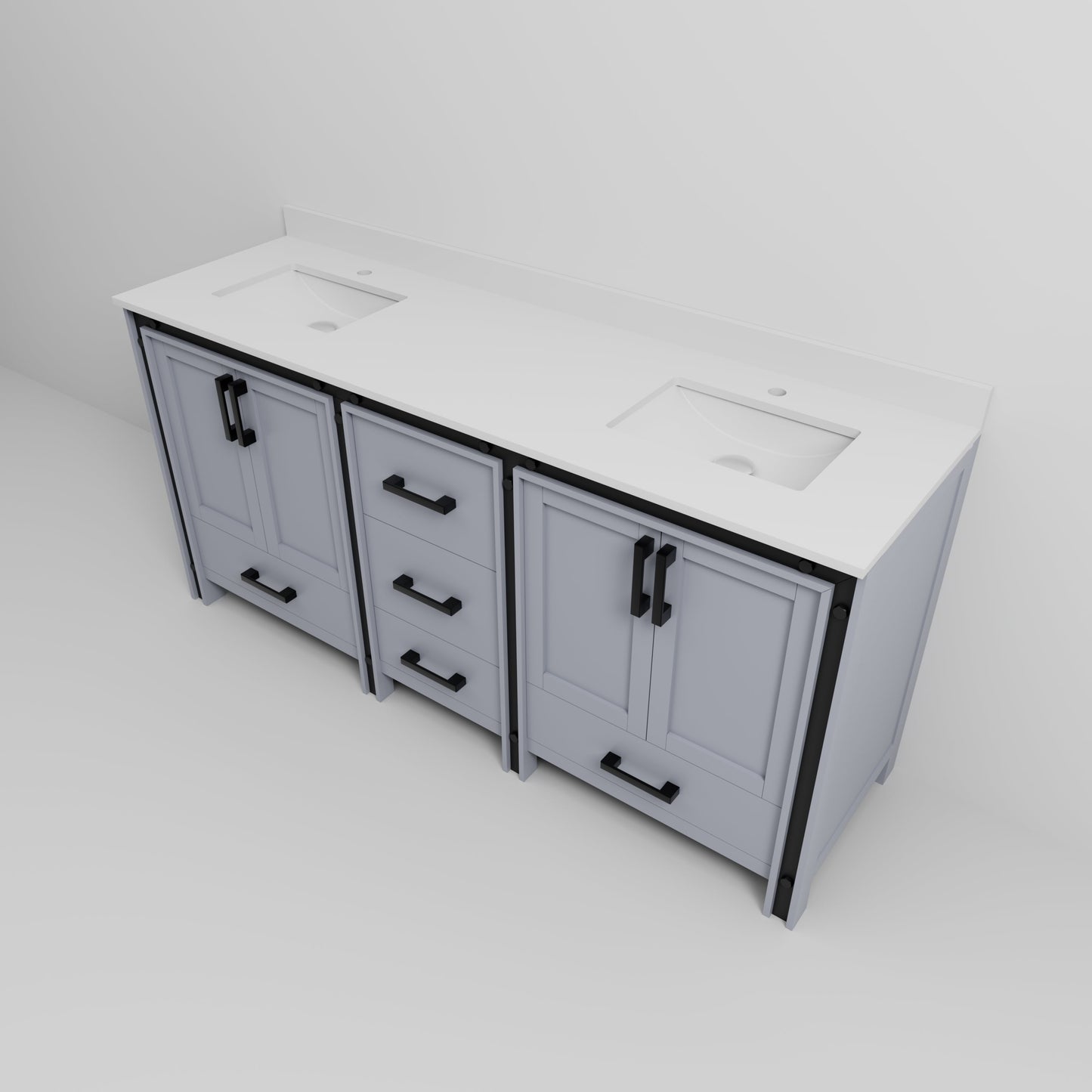 Ziva 72 in W x 22 in D Dark Grey Double Bath Vanity