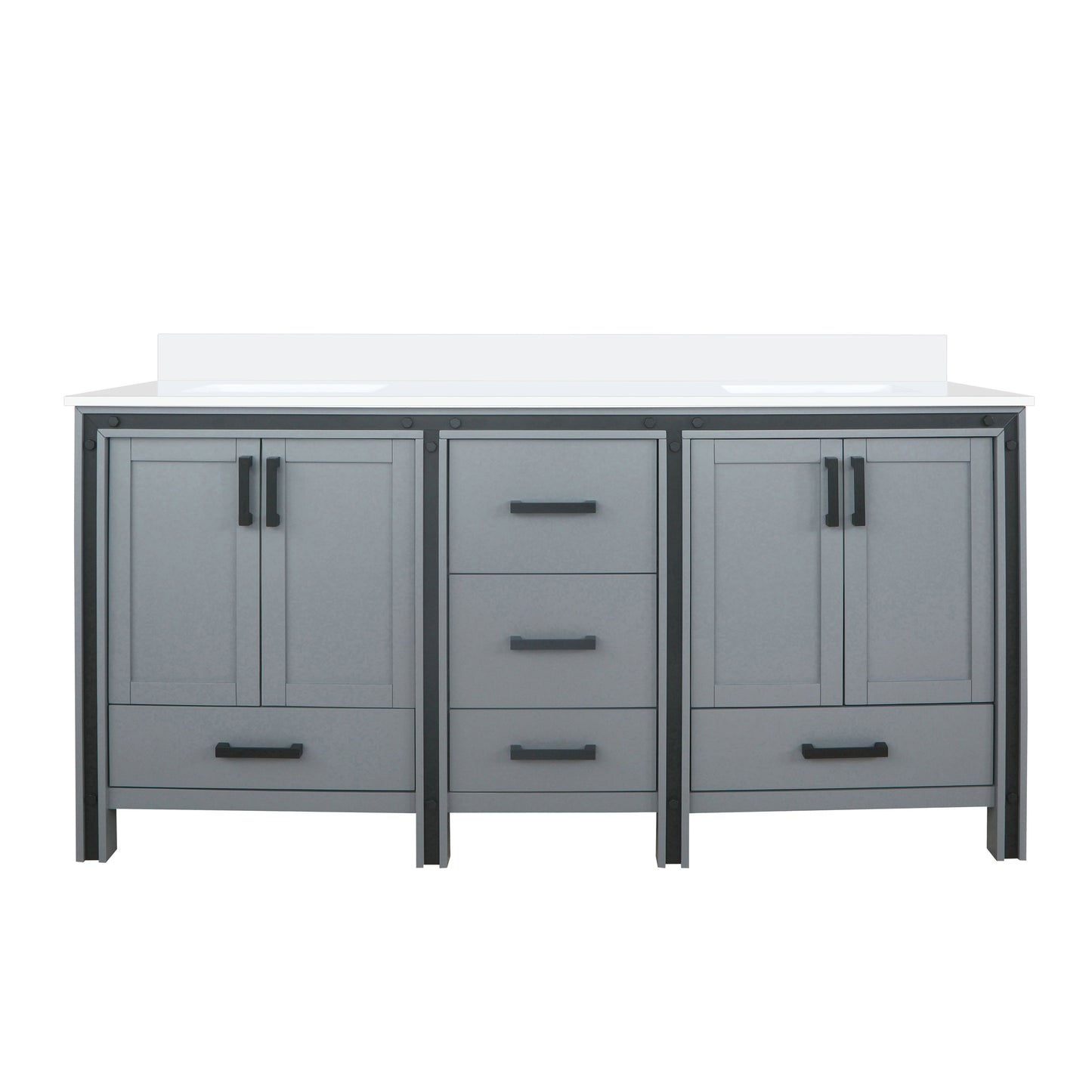 Ziva 72 in W x 22 in D Dark Grey Double Bath Vanity
