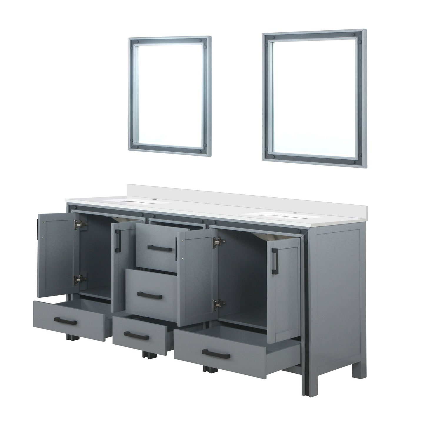 Ziva 72 in W x 22 in D Dark Grey Double Bath Vanity