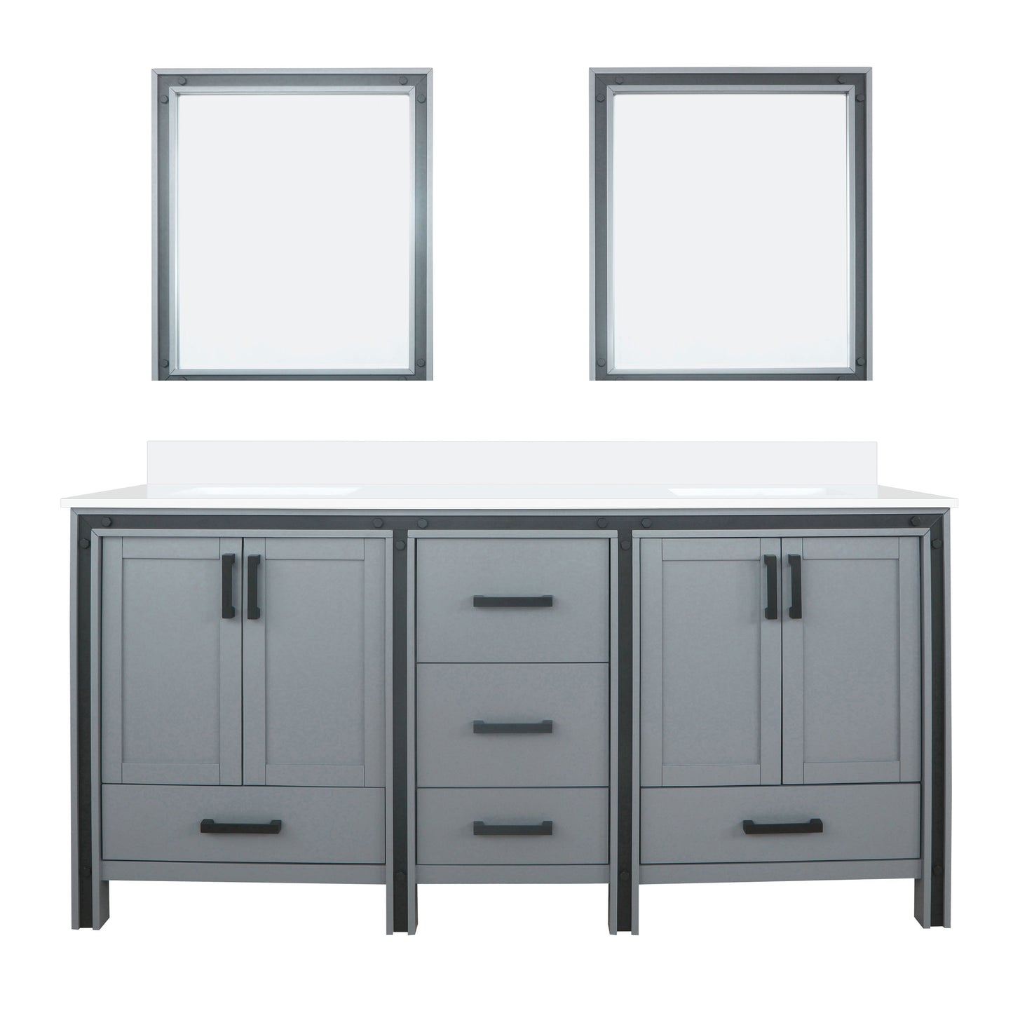 Ziva 72 in W x 22 in D Dark Grey Double Bath Vanity