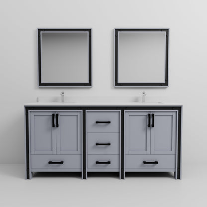 Ziva 72 in W x 22 in D Dark Grey Double Bath Vanity
