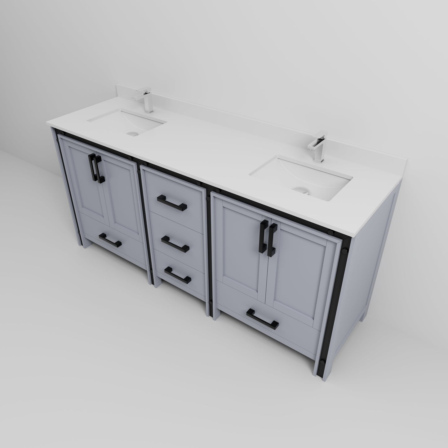 Ziva 72 in W x 22 in D Dark Grey Double Bath Vanity