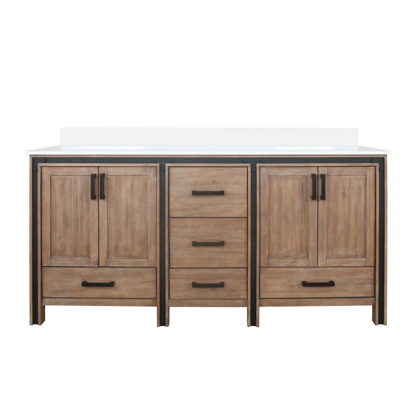 Ziva 72 in W x 22 in D Rustic Barnwood Double Bath Vanity