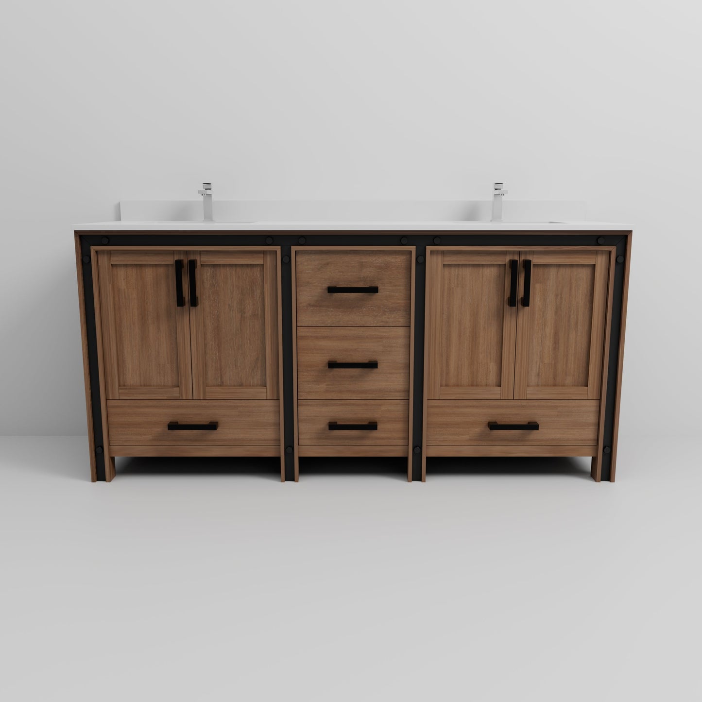 Ziva 72 in W x 22 in D Rustic Barnwood Double Bath Vanity