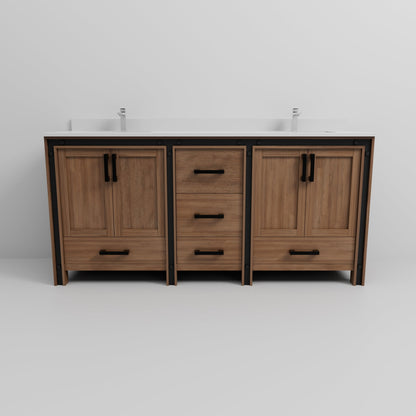 Ziva 72 in W x 22 in D Rustic Barnwood Double Bath Vanity