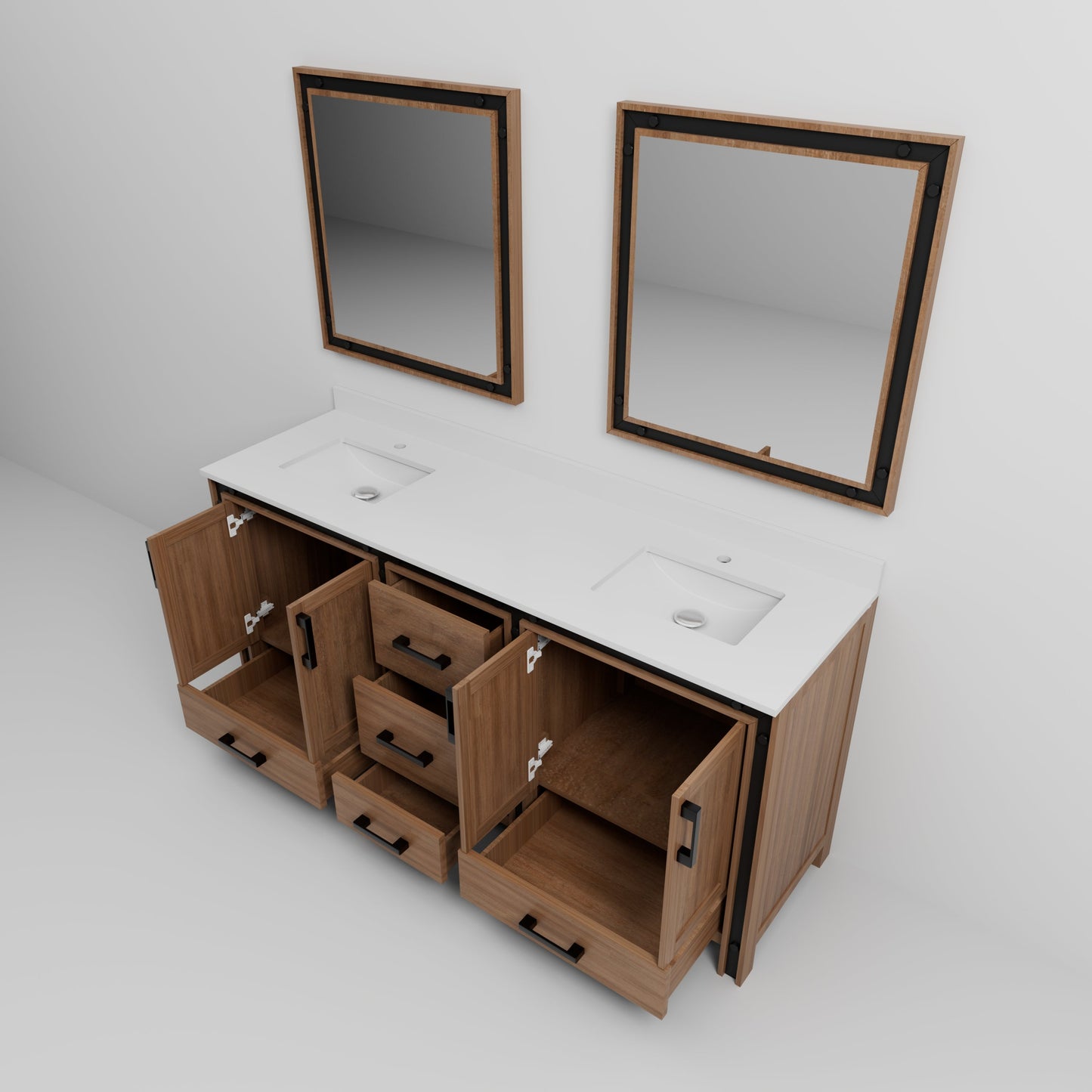 Ziva 72 in W x 22 in D Rustic Barnwood Double Bath Vanity