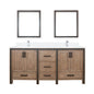 Ziva 72 in W x 22 in D Rustic Barnwood Double Bath Vanity