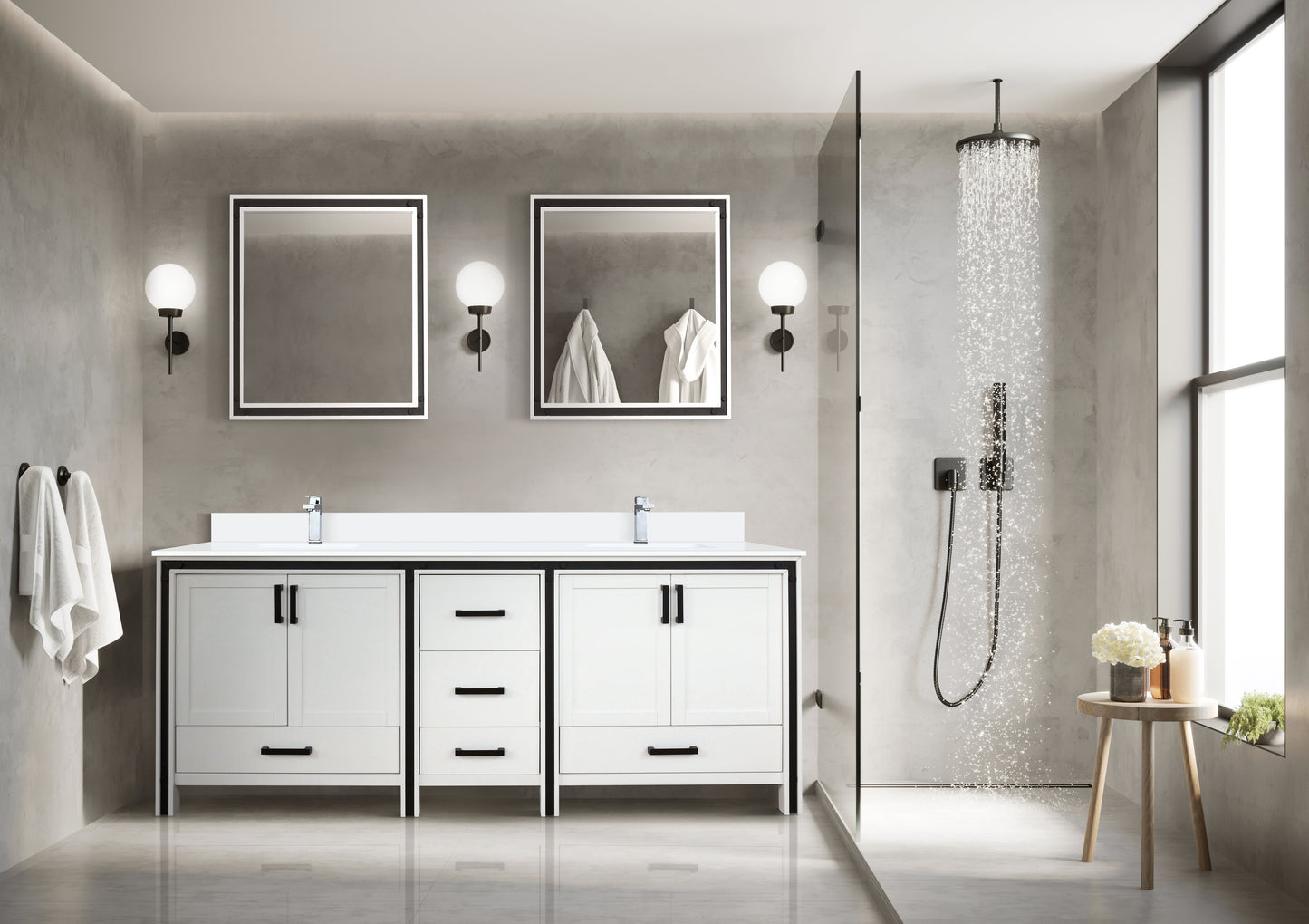 Ziva 80 in W x 22 in D White Double Bath Vanity