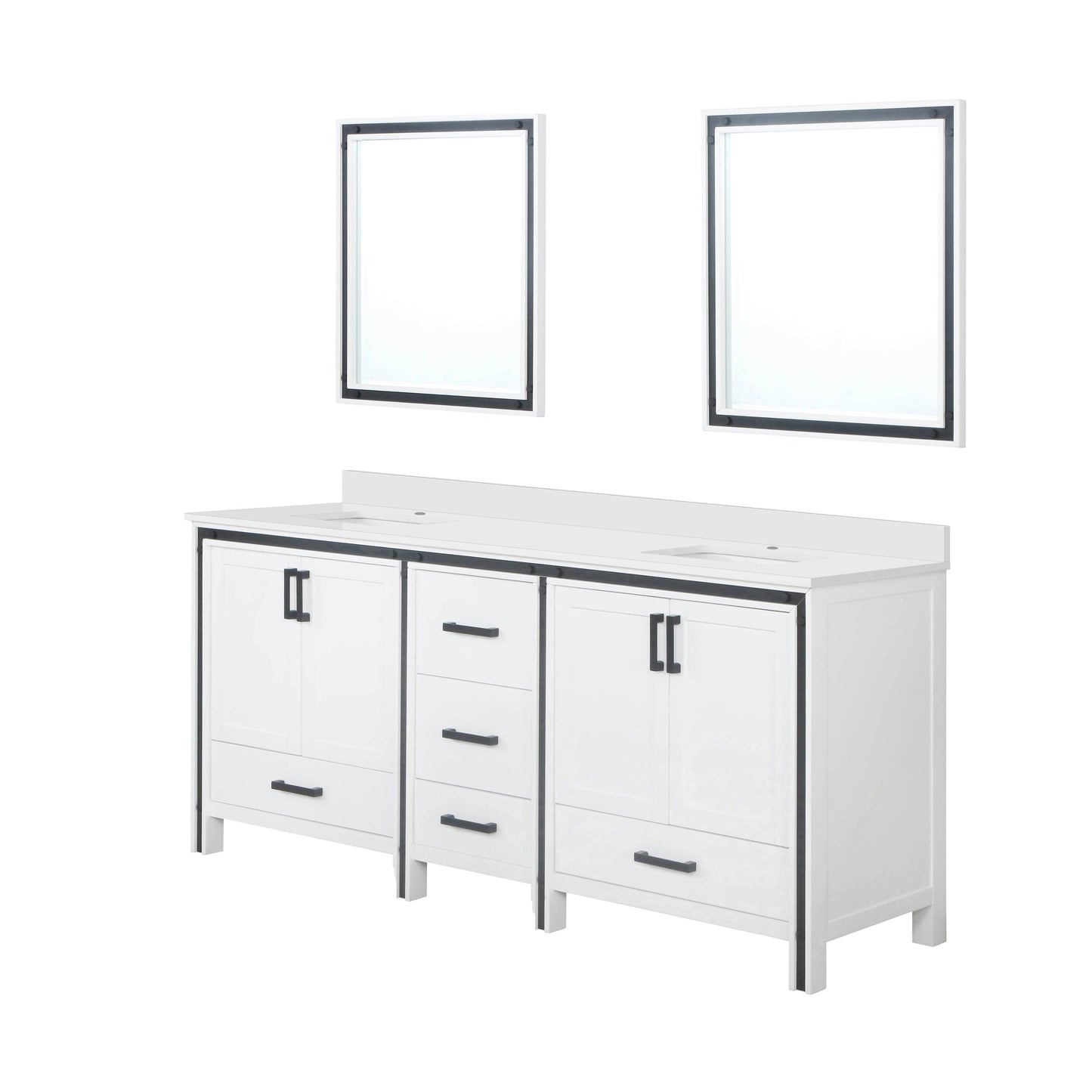 Ziva 80 in W x 22 in D White Double Bath Vanity