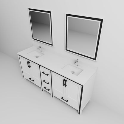 Ziva 80 in W x 22 in D White Double Bath Vanity
