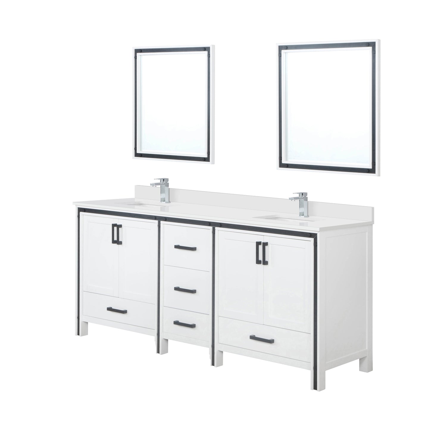 Ziva 80 in W x 22 in D White Double Bath Vanity
