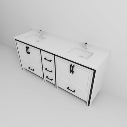 Ziva 80 in W x 22 in D White Double Bath Vanity